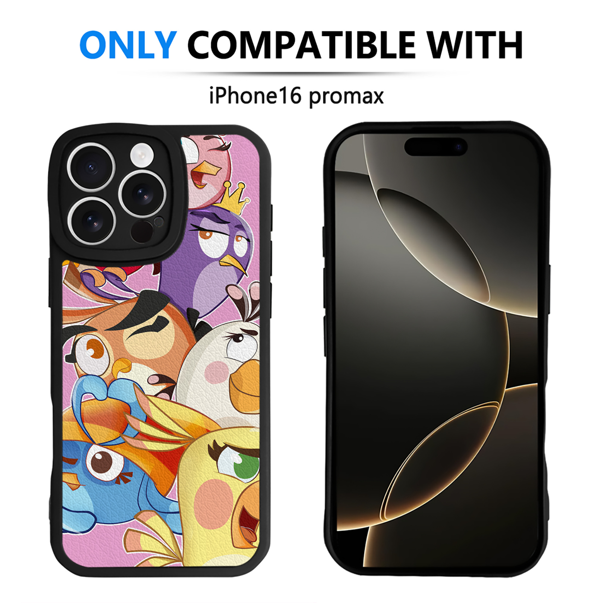 （画像用） Angry Birds アングリーバード 【iPhone 16シリーズ対応】シリコンスマホケース（レザー調） 材質：シリコン